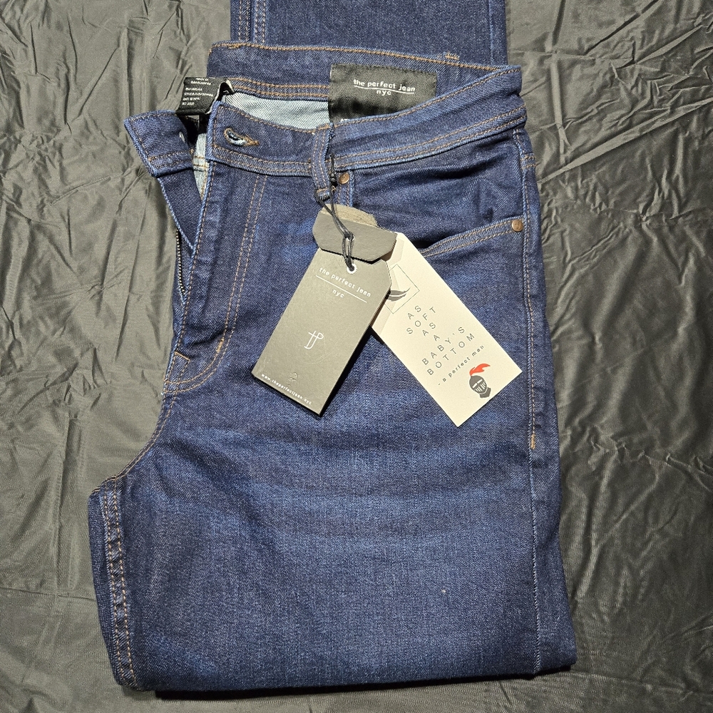 NYC The Perfect Jean Men’s Athletic Fit Mariner/Dark Blue Jeans 34 X 30 New!